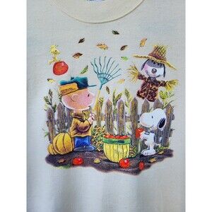VTG Peanuts Sweatshirt Fall Harvest Snoopy Charlie Brown Sweater Large USA Made